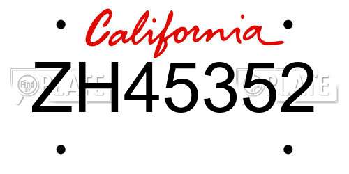 ZH45352 California License Plate