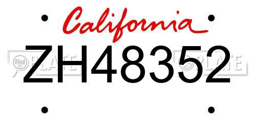 ZH48352 California License Plate