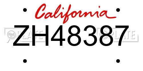 ZH48387 California License Plate