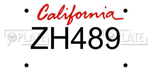 ZH489 California License Plate