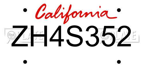 ZH4S352 California License Plate