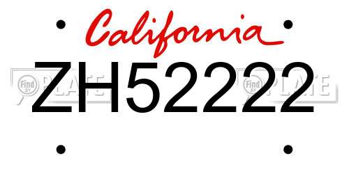 ZH52222 California License Plate