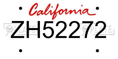 ZH52272 California License Plate