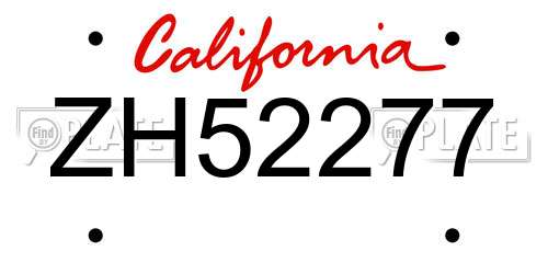 ZH52277 California License Plate