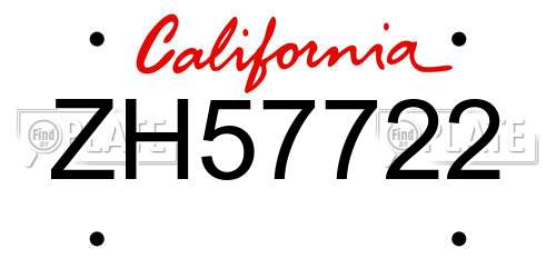 ZH57722 California License Plate