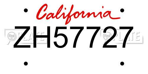 ZH57727 California License Plate