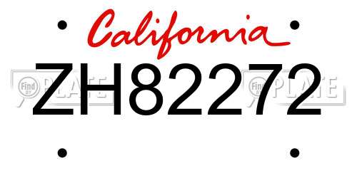 ZH82272 California License Plate
