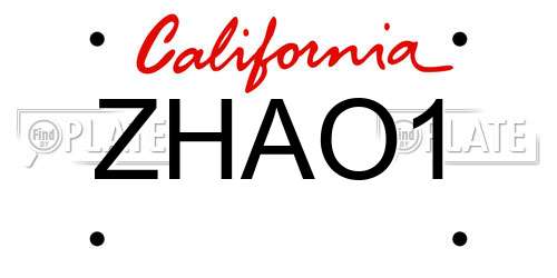 ZHAO1 California License Plate