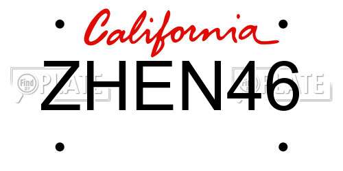 ZHEN46 California License Plate
