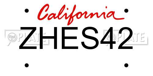 ZHES42 California License Plate