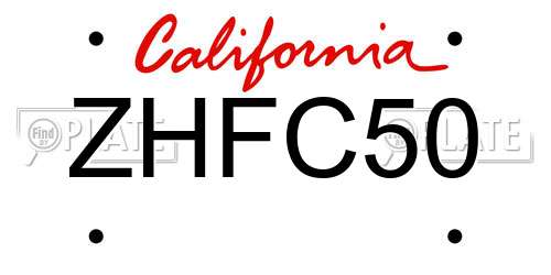 ZHFC50 California License Plate
