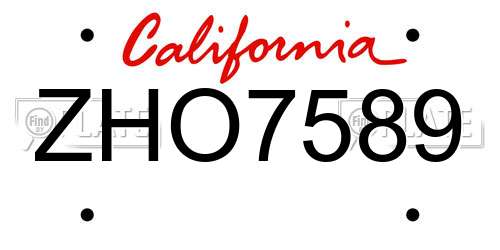 ZHO7589 California License Plate