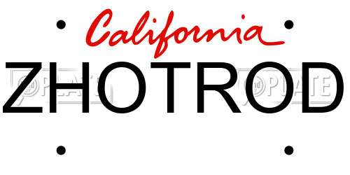 ZHOTROD California License Plate