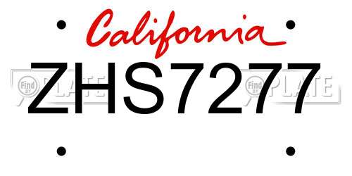 ZHS7277 California License Plate