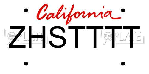 ZHSTTTT California License Plate