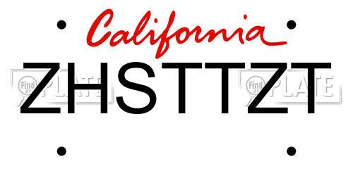 ZHSTTZT California License Plate
