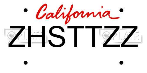 ZHSTTZZ California License Plate
