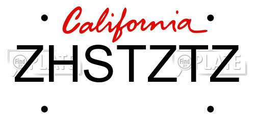 ZHSTZTZ California License Plate