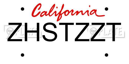 ZHSTZZT California License Plate