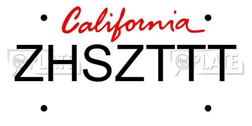 ZHSZTTT California License Plate