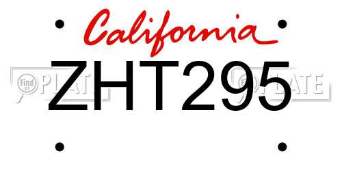ZHT295 California License Plate