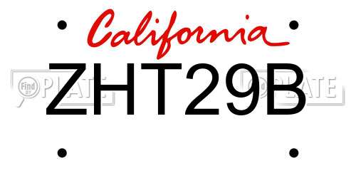 ZHT29B California License Plate