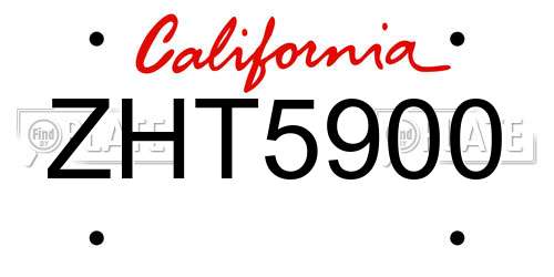 ZHT5900 California License Plate