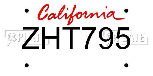 ZHT795 California License Plate
