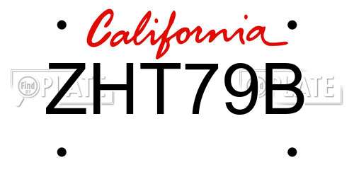 ZHT79B California License Plate