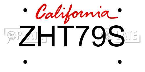ZHT79S California License Plate