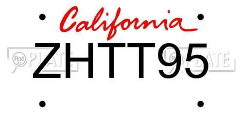 ZHTT95 California License Plate