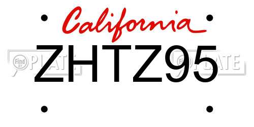 ZHTZ95 California License Plate