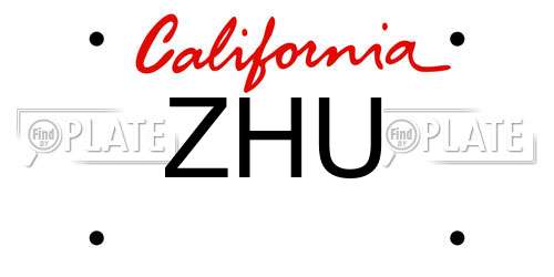 ZHU California License Plate