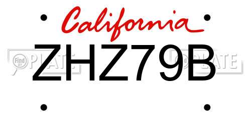 ZHZ79B California License Plate