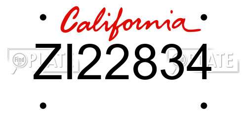 ZI22834 California License Plate