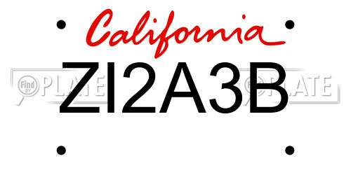 ZI2A3B California License Plate
