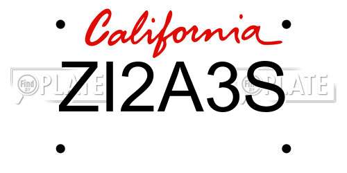 ZI2A3S California License Plate