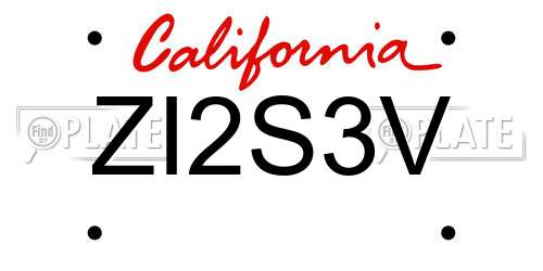 ZI2S3V California License Plate