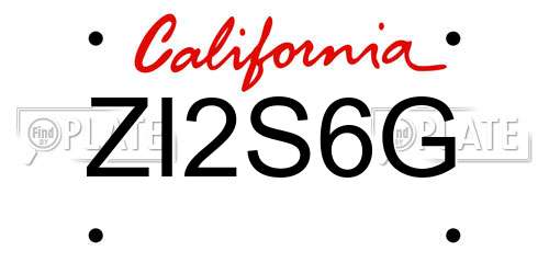 ZI2S6G California License Plate