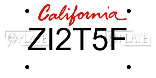 ZI2T5F California License Plate