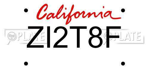 ZI2T8F California License Plate