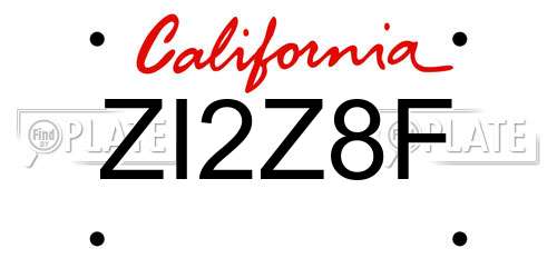 ZI2Z8F California License Plate