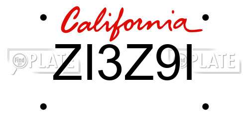 ZI3Z9I California License Plate
