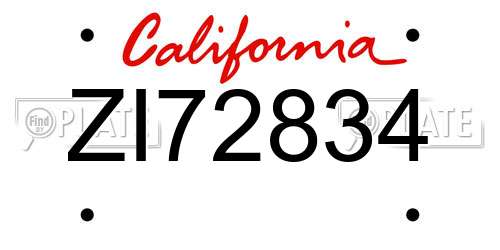 ZI72834 California License Plate