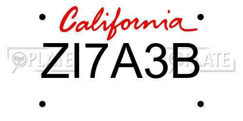 ZI7A3B California License Plate
