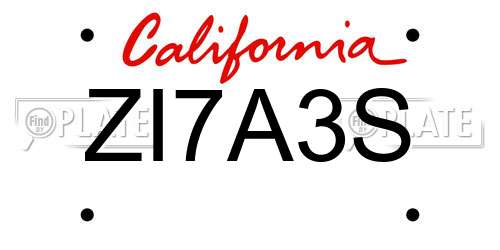 ZI7A3S California License Plate