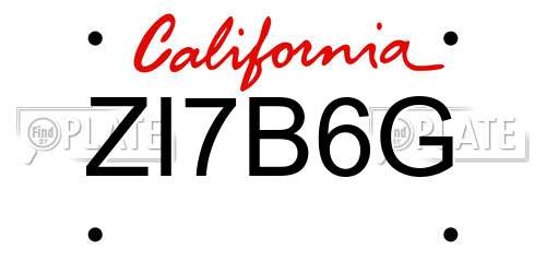 ZI7B6G California License Plate
