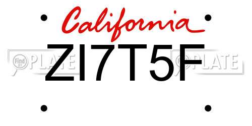 ZI7T5F California License Plate