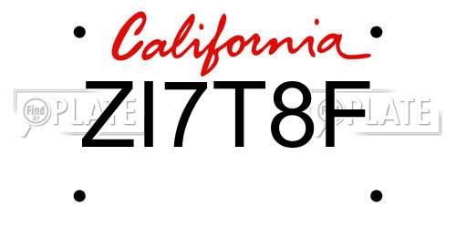 ZI7T8F California License Plate