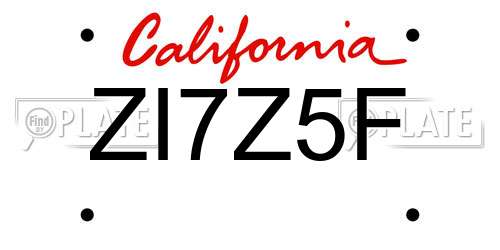 ZI7Z5F California License Plate